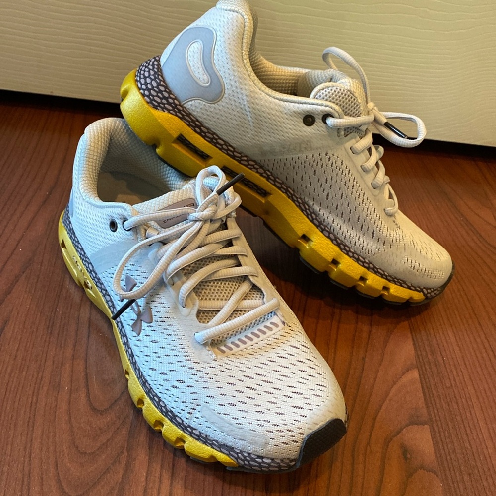 Under Armour White and Yellow Women's Athletic Shoes